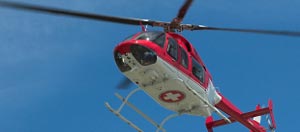 An air ambulace providing medical transportation.